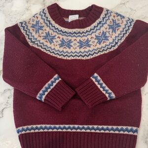 Cozy Kids' Burgundy Fair Isle Sweater